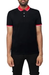 X-ray Pipe Trim Knit Polo In Black/ Red/ White