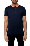 X-ray Pipe Trim Knit Polo In Navy/ Vermillion