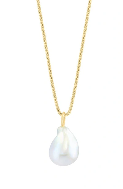 Effy 14k Yellow Gold Plated Sterling Silver 15mm Freshwater Pearl Pendant Necklace In White