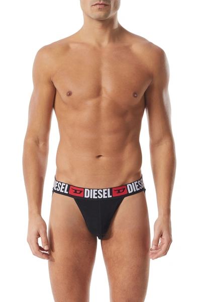 Diesel Three-pack Jockstraps With Logo Waists In Black