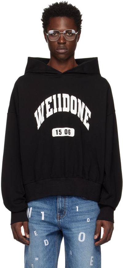 We11 Done Old School Campus Logo Hoodie In Black