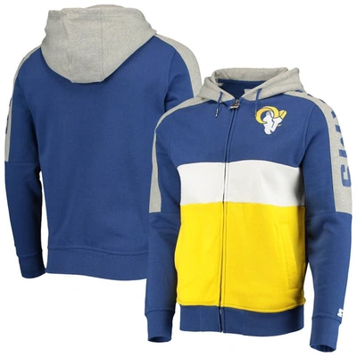 Starter Men's  Royal, Gold Los Angeles Rams Playoffs Color Block Full-zip Hoodie In Royal,gold