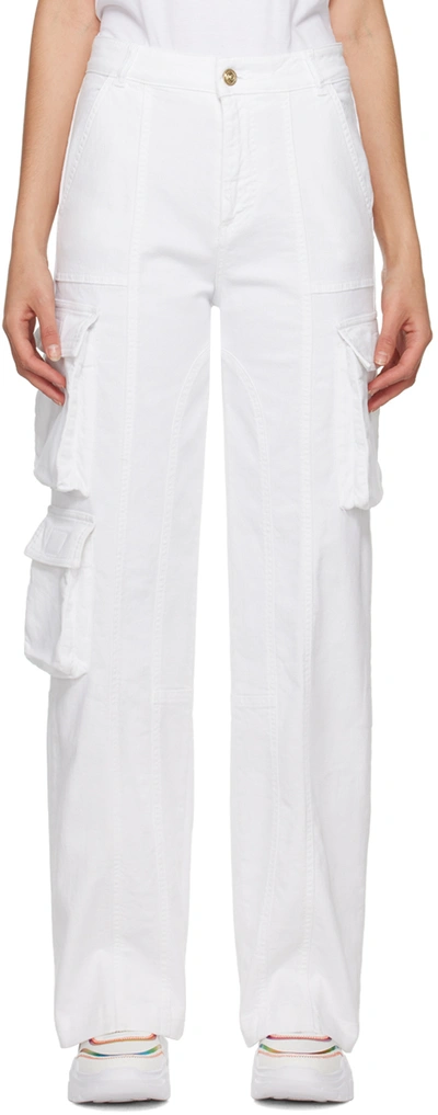 Versace Jeans Couture Relaxed Denim Cargo Trousers In White