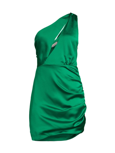 Ramy Brook Madison Cutout One-shoulder Mini Dress In Jewel Green