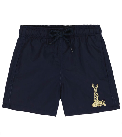 Vilebrequin Kids' Boy's Year Of Rab Embroidered Swim Trunks In Bleu Marine