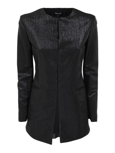 Giorgio Armani Sparkle Collarless Slim Jacket In Black