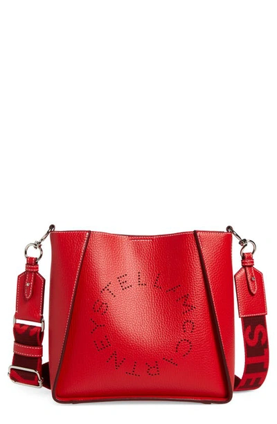 Stella Mccartney Perforated Logo Faux-leather Shoulder Bag In 6512 Bright Red