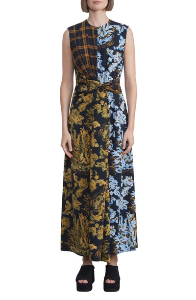 Lafayette 148 Mixed Print Twist Dress In Multi