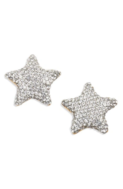 Lele Sadoughi Pave Star Button Earrings In Silver