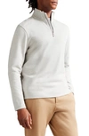 Ted Baker Morric Solid Regular Fit Half Zip Mock Neck Sweatshirt In Light Gray