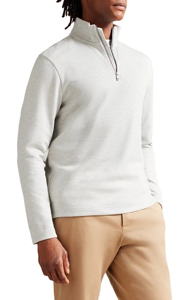 Ted Baker Morric Solid Regular Fit Half Zip Mock Neck Sweatshirt In Light Gray