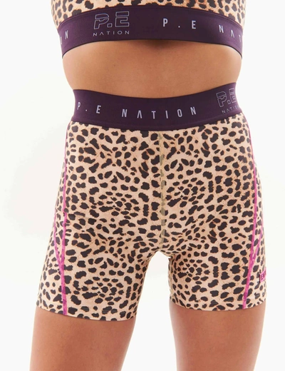 P.e Nation Del Mar Branded-waistband Recycled-polyester Blend Shorts In Animal Print