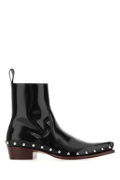 Bottega Veneta Ripley Leather Ankle Boots In Black