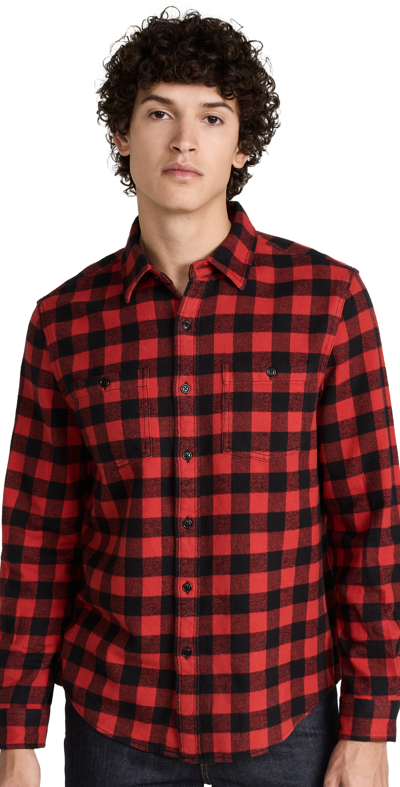 Alex Mill Buffalo Plaid Flannel Work Shirt In Red