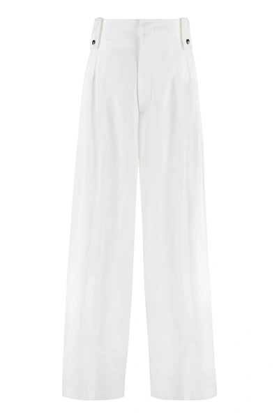 Bottega Veneta High Waist Tapered Fit Trousers In White