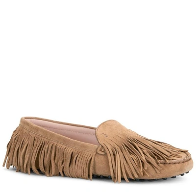 Tod's Yorky Gommino Moccasins In Suede In Beige