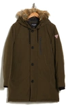 Guess Faux Fur Trim Hooded Parka Jacket In Olive