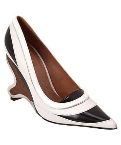 Marni Wooden Heel Leather Pump In White