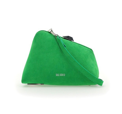 Attico 8.30pm Logo-print Clutch Bag In Green