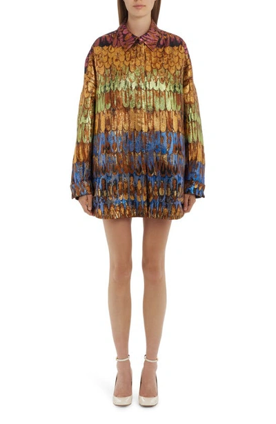 Valentino Golden Wings Multicolor Brocade Overshirt Woman Multicoloured 38 In Neutral
