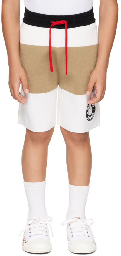 Burberry Teen Boys Icon Stripe Wool Shorts In Ivory Ip Pat