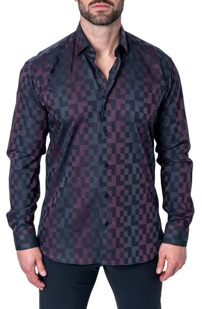 Maceoo Fibonacci Labyrinth Contemporary Fit Button-up Shirt In Purple