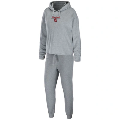 Wear By Erin Andrews Heather Gray St. Louis Cardinals Logo Pullover Hoodie & Pants Sleep Set