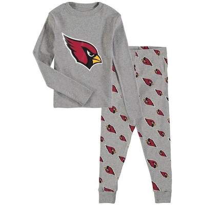 Outerstuff Kids' Big Boys Heathered Gray Arizona Cardinals Long Sleeve T-shirt And Pants Sleep Set