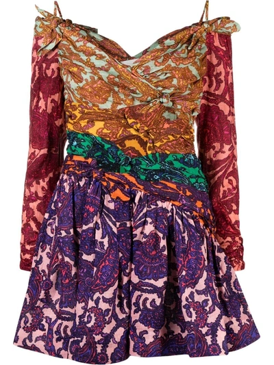Zimmermann Mini Dress With Tiggy Bow In Purple