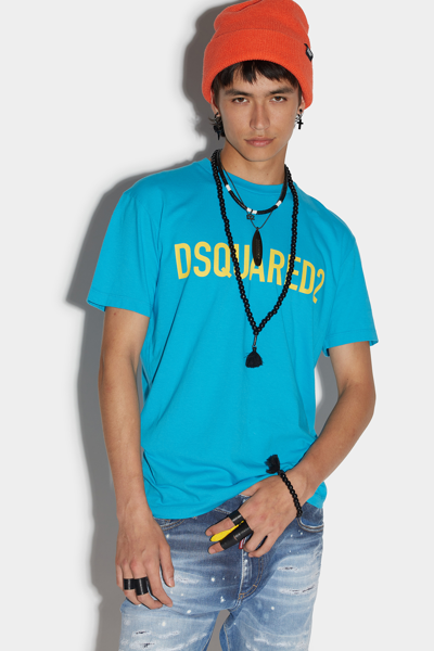 Dsquared2 Cool Logo Cotton Jersey T-shirt In Caribbean Sea