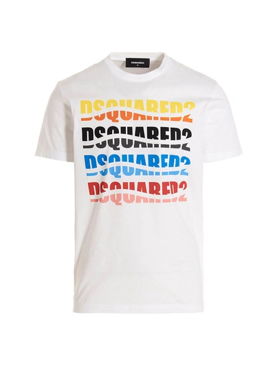 Dsquared2 Colour Wave Cotton Jersey T-shirt In White