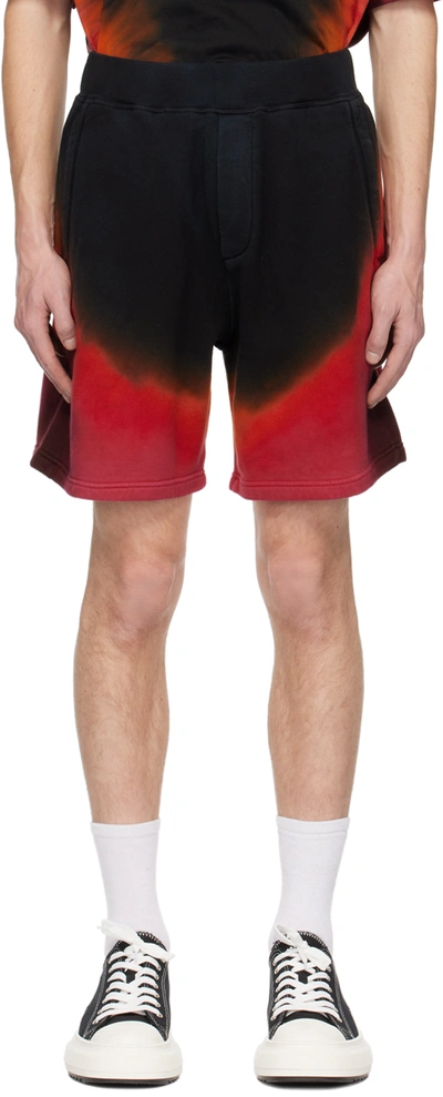 Dsquared2 Flame Tie Dyed Cotton Shorts In Multicolour