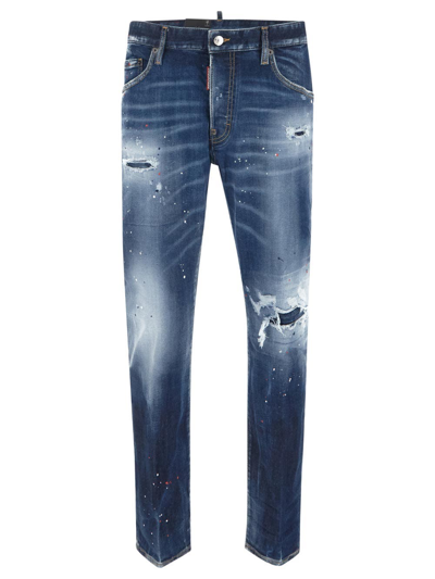 Dsquared2 Skater Cotton Denim Jeans In Blue