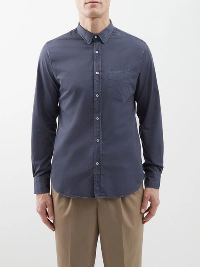 Officine Generale Lipp Patch-pocket Cotton Shirt In Blue