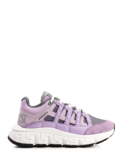 Versace Women's Trigreca Mixed Media Sneakers In Purple