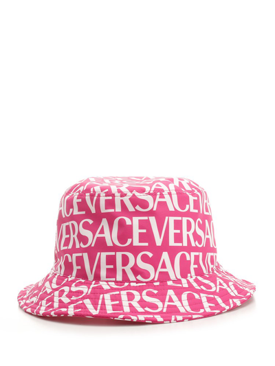 Versace Logo-lettering Bucket Hat In Pink