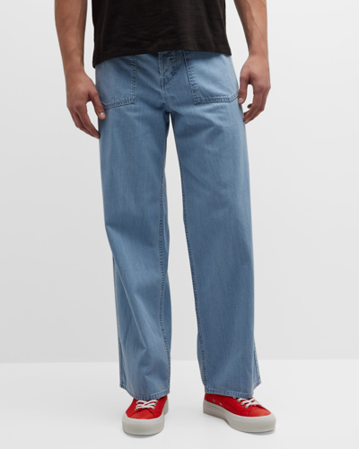 Kenzo Men's Stone Bleached Sailor Relaxed-fit Jeans In Stone Bleached Blue Denim