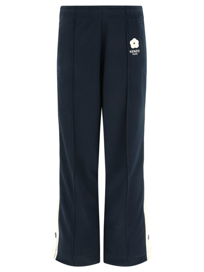 Kenzo Straight-leg Logo-embroidered Striped Jersey Track Pants In Blue