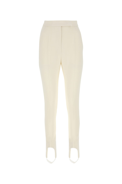 Max Mara Manolo Stretch Wool Straight Trousers In Cream