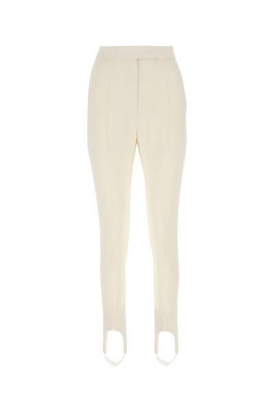 Max Mara Manolo Stretch Wool Straight Pants In Cream