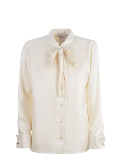 Max Mara Toano Silk Satin Twill Shirt In Crema