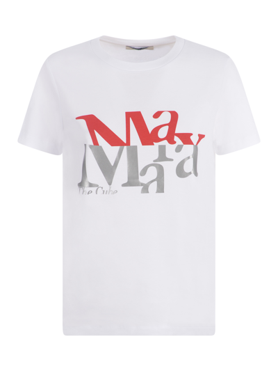 's Max Mara Gilbert Logo Printed Jersey T-shirt In Bianco Ottico