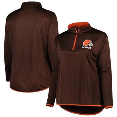 Fanatics Branded Brown Cleveland Browns Plus Size Worth The Drive Quarter-zip Top