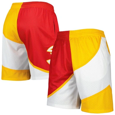 Mitchell & Ness Men's  Red, Yellow Atlanta Hawks Hardwood Classics 1986 Split Swingman Shorts In Red,yellow