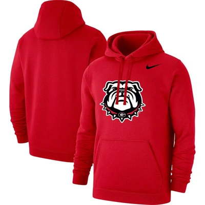 Nike Red Georgia Bulldogs Bulldog Logo Club Fleece Pullover Hoodie