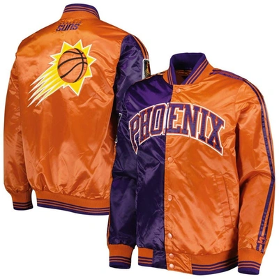 Starter Men's  Purple, Orange Phoenix Suns Fast Break Satin Full-snap Jacket In Purple,orange