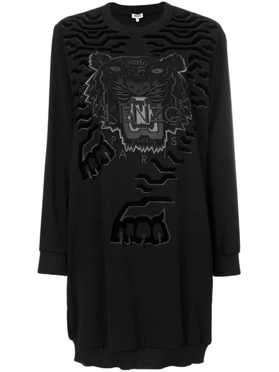 Kenzo Long-sleeve Graphic Sweaterdress, Black