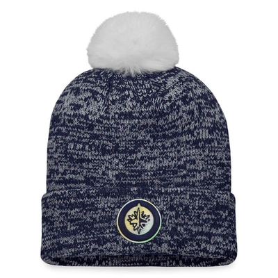 Fanatics Branded Navy Winnipeg Jets Glimmer Cuffed Knit Hat With Pom