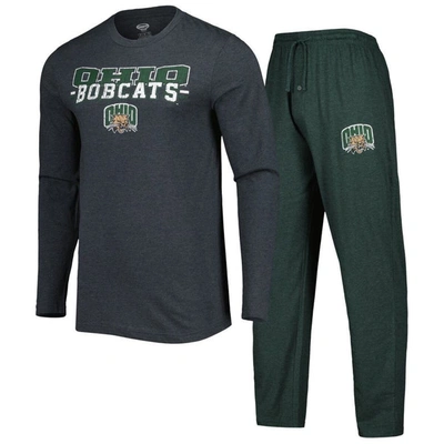 Concepts Sport Green/charcoal Ohio Bobcats Meter Long Sleeve T-shirt & Pants Sleep Set