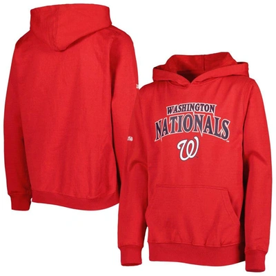 Stitches Kids' Youth  Red Washington Nationals Center Chest Pullover Hoodie